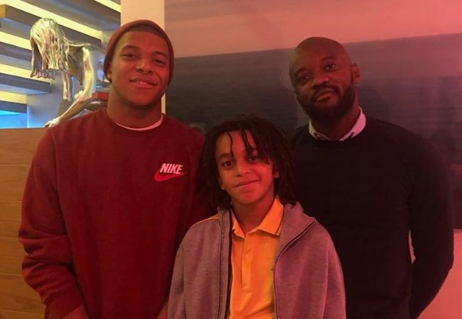 Fayza Lamari's three sons, Kylian Mbappé, Ethan Mbappé, and Jirès Kembo Ekoko (right).